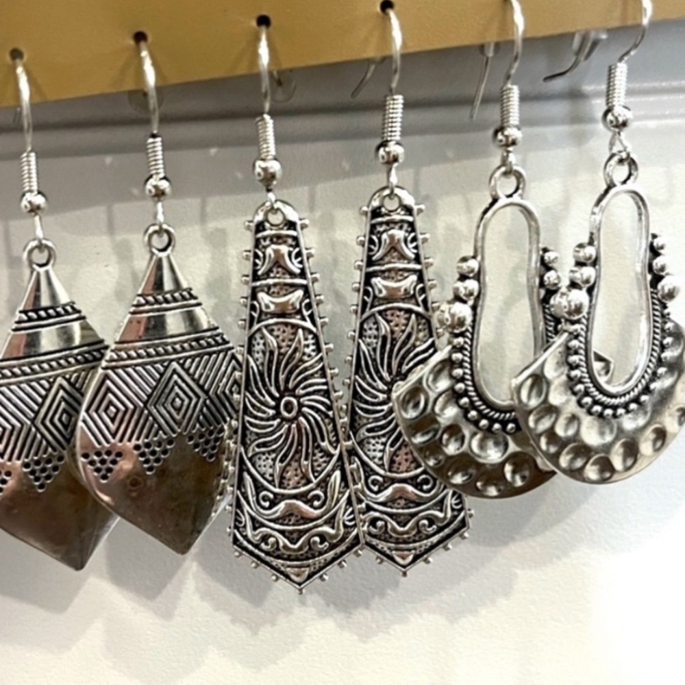 NWT 3 Pairs Silver Earrings